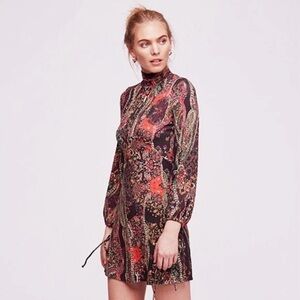 Free People dolled up Paisley High-Neck Mini Dress size XS